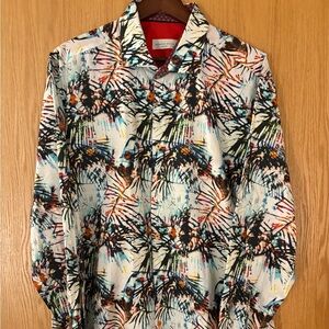 Colorful Abstract Print Dress Shirt